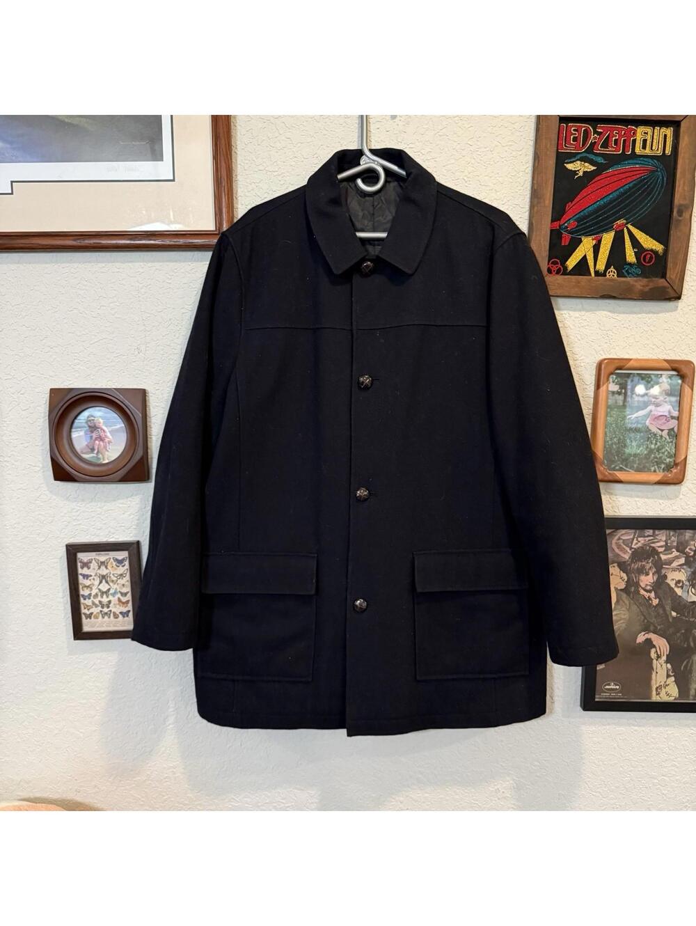 Vintage 90s RARE Lauren Ralph Lauren Wool Jacket Men’s Blue Size‎ XL Green Label